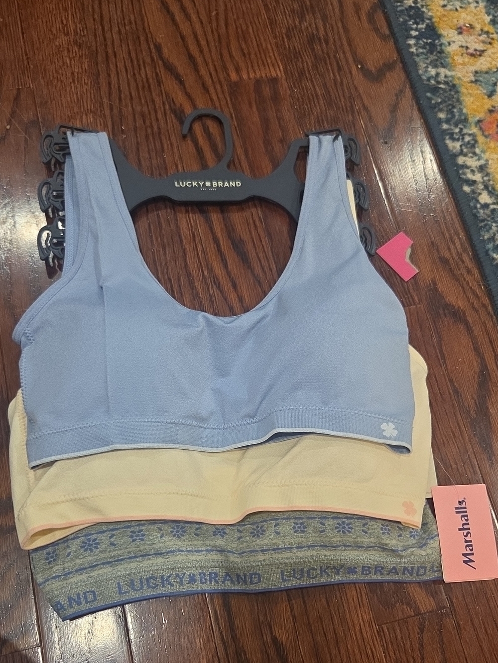 Lucky Brand 3-Pack Scoop Bralettes in Light Blue, Cream & Heather Gray